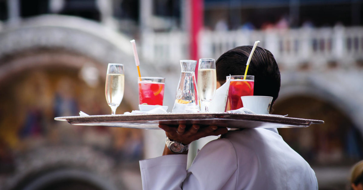 waiter has glasses